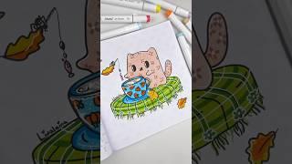 Color with me Cute Cat with Cozy Cup  #coloring #asmr #coloringbook #coliringpage #colorwithme