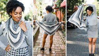 [HOW TO CROCHET] Beginner Crochet Triangle Scarf Free Pattern + Tutorial Video - Omar Wrap