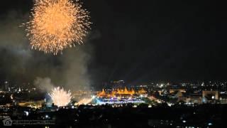 Fireworks show on Father Day at Sanam Luang, Bangkok, Thailand