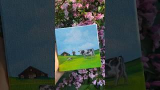 Countryside landscape oil painting with cows  #cow #cows #countryside #lanscape #oilpainting