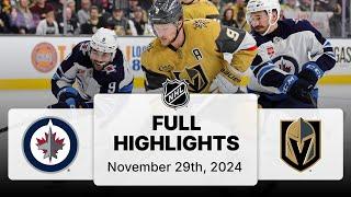 NHL Highlights | Jets vs. Golden Knights | November 29, 2024