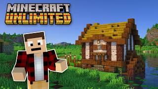 Making a WATER WHEEL Starter House with Create in Minecraft: Unlimited