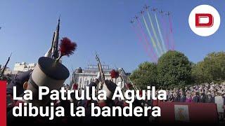 El paso de la Patrulla Águila por el cielo de Madrid en el desfile del 12 de octubre