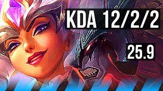 QIYANA vs AATROX (MID) | 6 solo kills, 12/2/2, 800+ games, Godlike | KR Master | 25.9