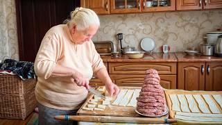 Lonely Grandmother in Carpathian Village Shares Ancient Recipe. Mountain Life Far from Civilization.