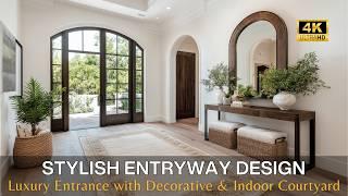 Stylish Entryway Design: Luxurious Entrance with Decorative Elements & Indoor Courtyard Inspiration