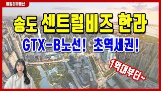 송도 센트럴비즈 한라 초역세권 GTX-B노선입지! 섹션오피스와 라이브오피스 1억대부터~!