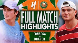 Joao Fonseca vs Jack Draper - FULL Match Highlights - Third Round | Roland Garros 2025