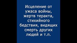 Исцеление от ужаса войны, жертв теракта, стихийного бедствия, видящих смерть других людей и т.п.