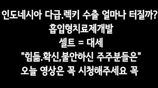 인도네시아 다급.렉키 수출 얼마나 터질까? 흡입형치료제.셀트=대세."힘듦.확신,불안하신분들" 오늘 영상은 꼭 시청해주세요 꼭