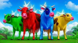 4 Super Color Cows in an Epic Battle Adventure! Animal Kingdom Showdown | Cow Cartoons