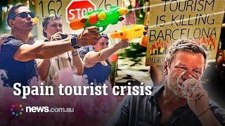 Furious Spanish protesters unleash on tourists