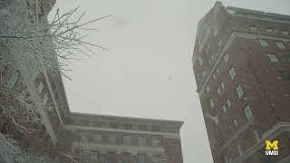 A snowy day at University of Michigan School of Information North Quad