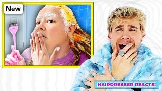 Hairdresser Reacts To Spotty Bleach Damaged Hair