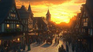 Sunset Fantasy Medieval Village | Relaxing Celtic Music | Medieval Folk Music | Fantasy Music