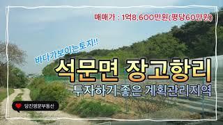 [매물번호:5284]당진 토지매매당진시 석문면 장고항리 전원주택,펜션부지 매물 바다가 보이는 토지/ 310평 / 매매가 1억 8,600만원 / 평당 60만원