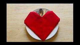 Napkin Folding Into a Heart DIY