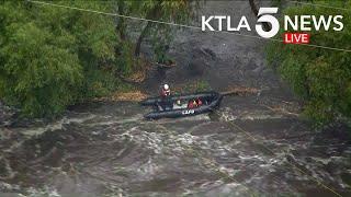 Crews Make Swift-Water Rescue in L.A. River