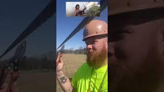 Producing a sound like a machine gun: hitting a 350’ span of line with linesman pliers