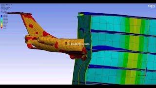 ANSYS WB Explicit Dynamics FEA - Simulation of plane impacting and crashing into a building