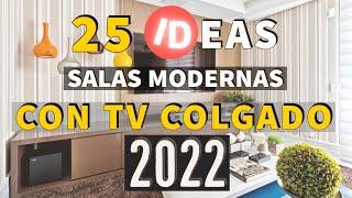  IDEAS de DECORACION de SALAS con televisor colgado en la pared | SALAS MODERNAS | INTERIORES 2022