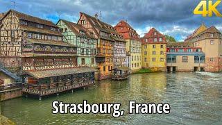 Strasbourg, France, Walking Tour 4K - A Charming beautiful city with astonishing Architecture