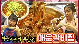 [자매로그] 이열치열 매운갈비찜먹방 당면사리가 꽁짜! Braised Spicy Short Ribs  Mukbang