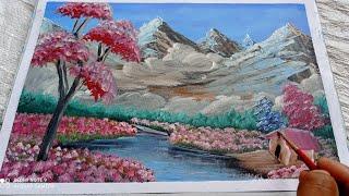 mountain landscape arcylic painting #ajeet art