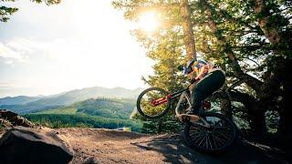 Red Bull Athlete, Jaxson Riddle, riding the bike park at Deer Valley in Park City, Utah