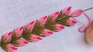 Gorgeous Simple BorderLine Stitch for Beginners|Hand Embroidery Tricky Design|Border Hand embroidery