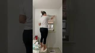 $7 privacy window in bathroom WALKTHROUGH | Rustoleum Frosted Glass before & after | Home Renovation