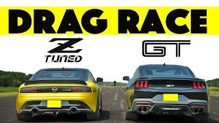 Unexpected Gap!! Tuned Nissan Z vs. Ford Mustang GT. Drag and Roll Race