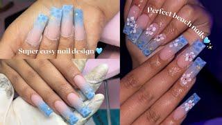 Acrylic nails for beginners | Viral water nails | summer nail tutorial 🩵