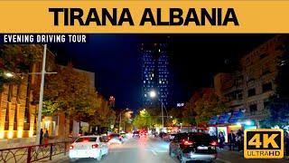 TIRANA IN NOVEMBER - DRIVING TOUR AT NIGHT - HIGHT QUALITY [4K HDR]