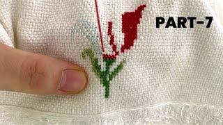 Yeni başlayanlar için etamin havlu işleme / cross stitch towel embroidery for beginners | PART-7 |