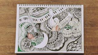 How to draw musical instruments mandala art | World music day drawing | world music day 2022