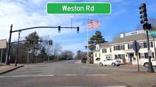 ⁴ᴷ⁶⁰ Driving Weston Road in Wellesley, Massachusetts