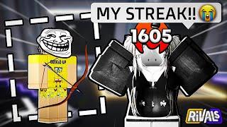 I Ended Her 1605 WIN STREAKS in Roblox Rivals 