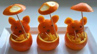 How To Make Orange Bear / Fruit Cutting and Carving Trick / Fruit Decoration Ideas / Fruit Art