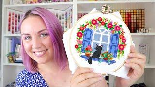   Blooming Cat ‍⬛   Stitch With me Summer Blossom🪡 Floral Hand Embroidery Tutorial for Beginners