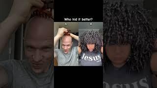 WHO HID IT IN THEIR HAIR BETTER? #hair #hairstyle #haircare #youtubeshorts #shorts #bald