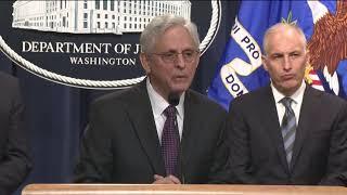 Dept of Justice presser with Attorney General Merrick B. Garland