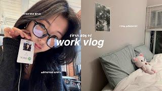 work vlog: marketing intern, first day of work, room makeover & tour 