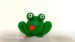 ️ Clay art - how to make a super easy cute frog / model craft tutorial . DIY