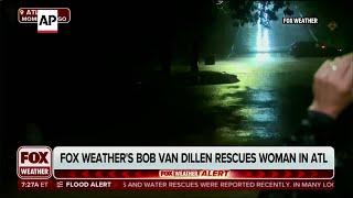 A TV reporter was doing a live hurricane report when he rescued a woman from a submerged car