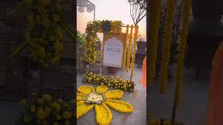 Haldi Ceremony with Vibrant Marigold Theme Decor by Firefly Production and Events#weddingcelebration