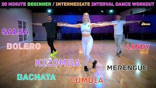 20 Minute Beginner/Intermediate Interval Dance Workout | Cumbia, Bachata, Salsa, Kizomba and More