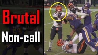 The refs don't call this a facemask, which ends the game | Cincinnati Bengals Vs Baltimore Ravens