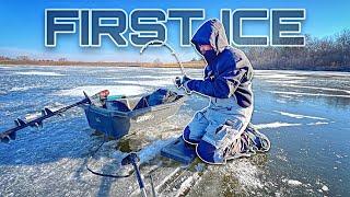 FIRST ICE Fishing On Clear Ice For POND MONSTERS!!! (100+ Pounds Of Fish)