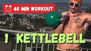 40 Minutes Full Body Single Kettlebell Workout For Men | 5 Rounds 8 Exercises Follow Along #1